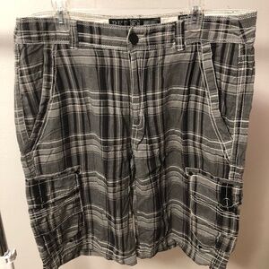 BKE Slim Black and White Cargo Shorts